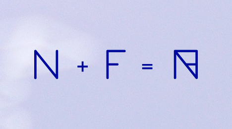 Logotype, composition du logo de NEOFACTO à partir des lettres N et F