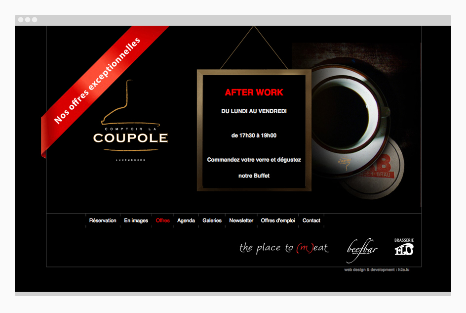 Page de La Coupole - site web The Place to (m)eat