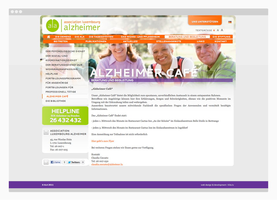 Site web Association Luxembourg Alzheimer - page interne