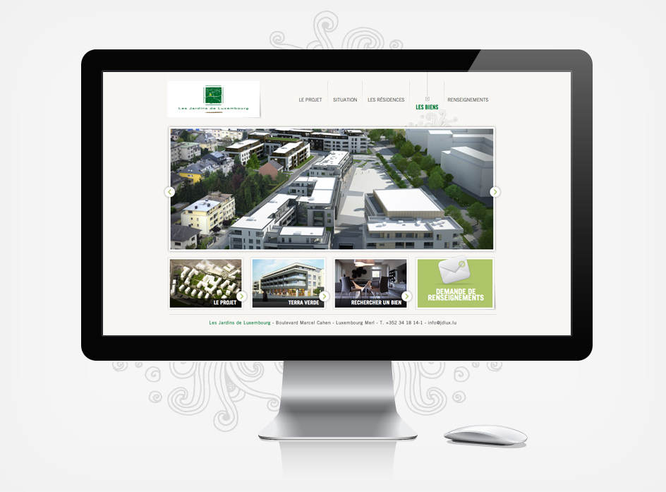 Site internet les Jardins de Luxembourg - design h2a