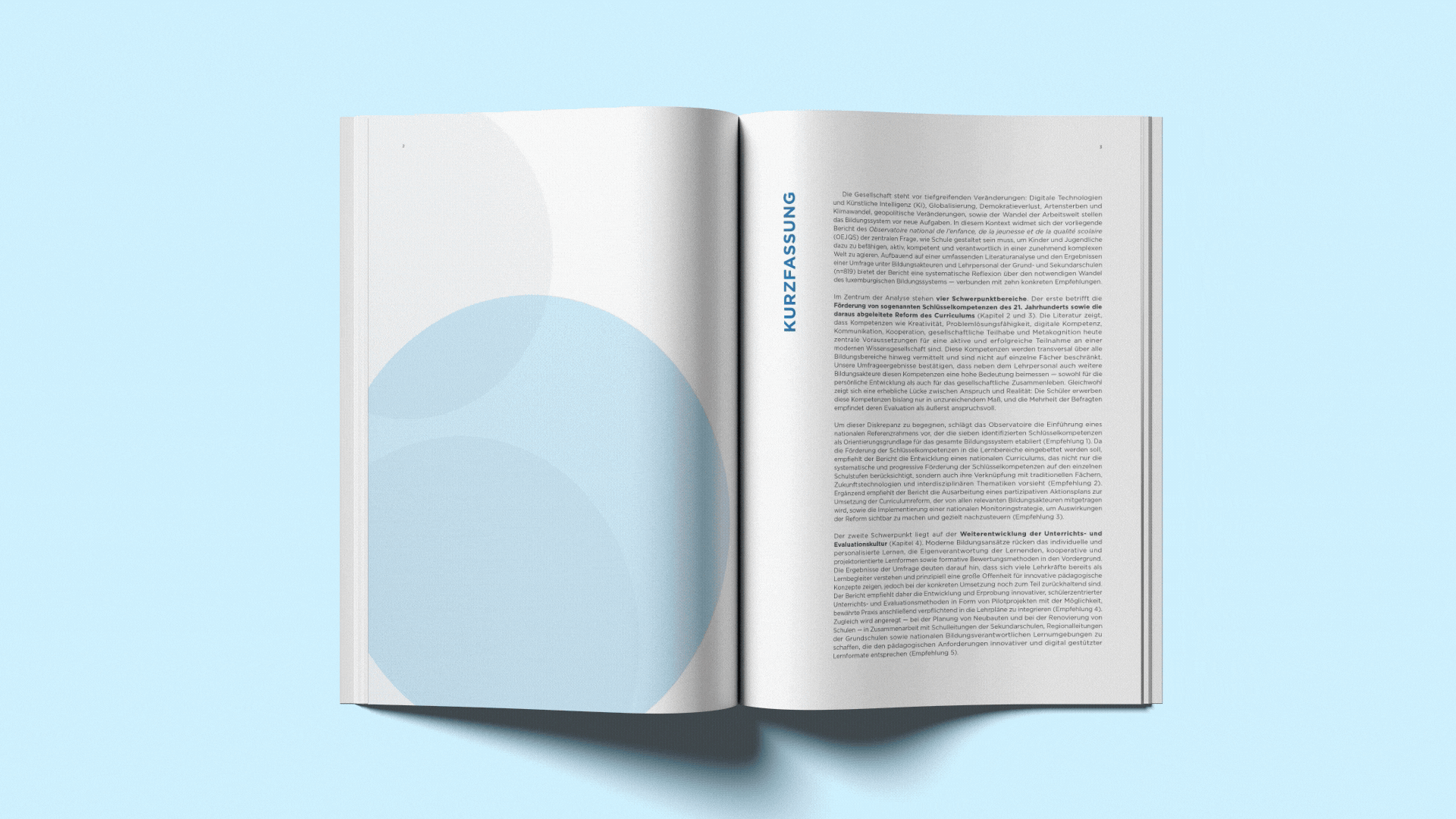 GIF présentant une brochure en double page, avec défilement de plusieurs pages.