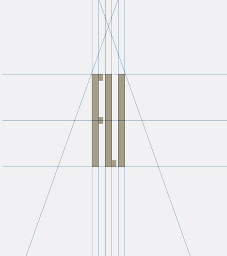 Logo FLI : travail graphique sur la hauteur. Métaphore du sommet.