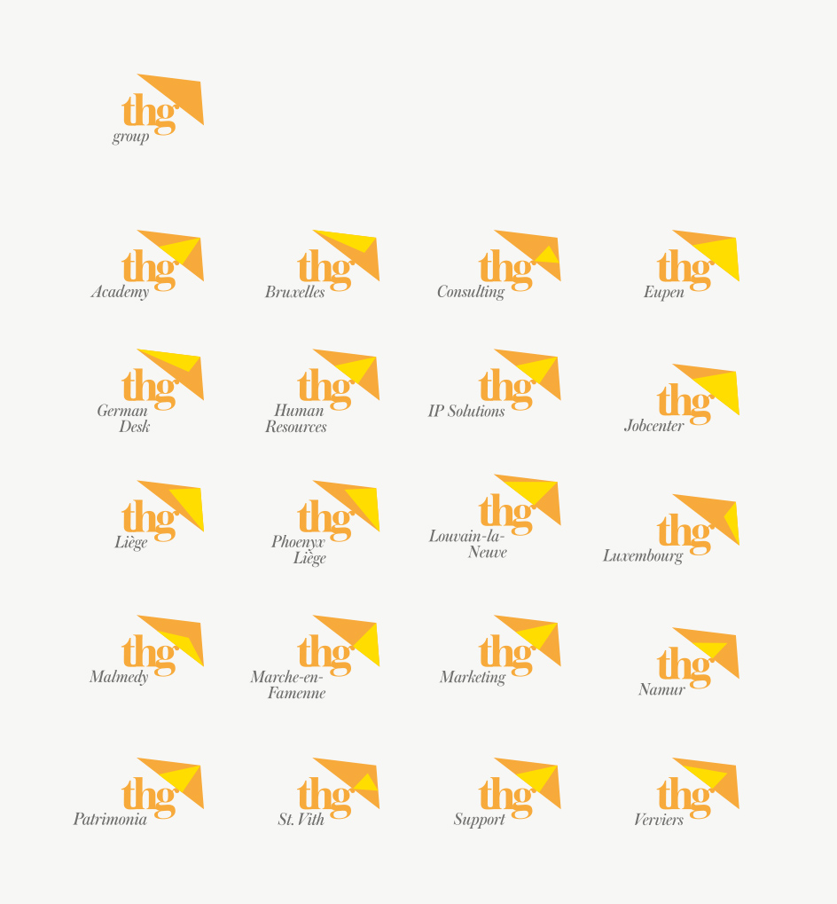 Vue complète de toutes les entités du groupe THG et de leurs nouveaux logos