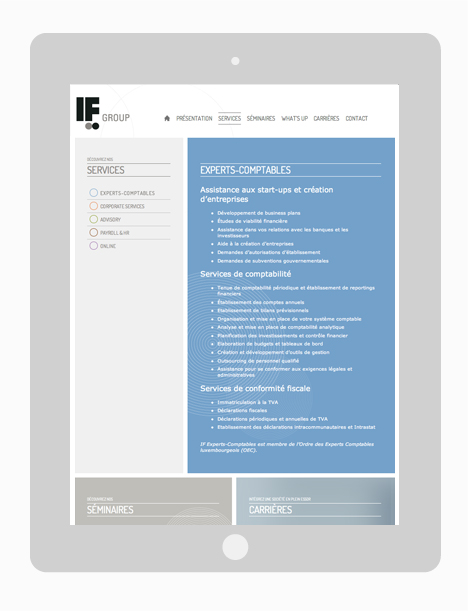 Site internet IF Group - responsive design - affichage tablette
