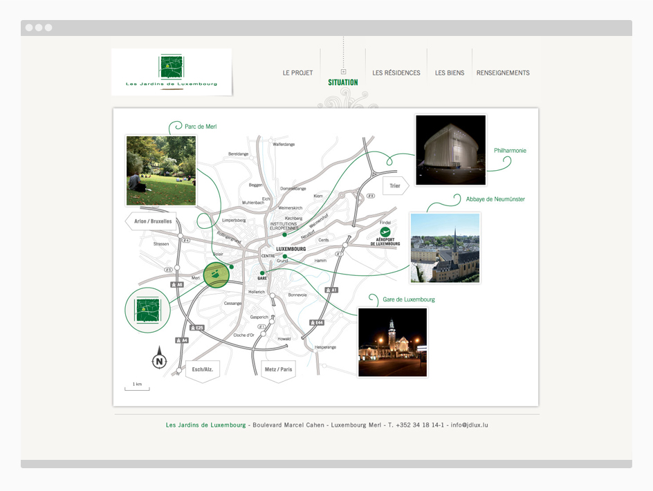 Plan de situation des Jardins de Luxembourg sur le site web