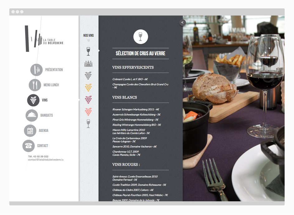 Site en responsive webdesign La Table du Belvédère - Cartes