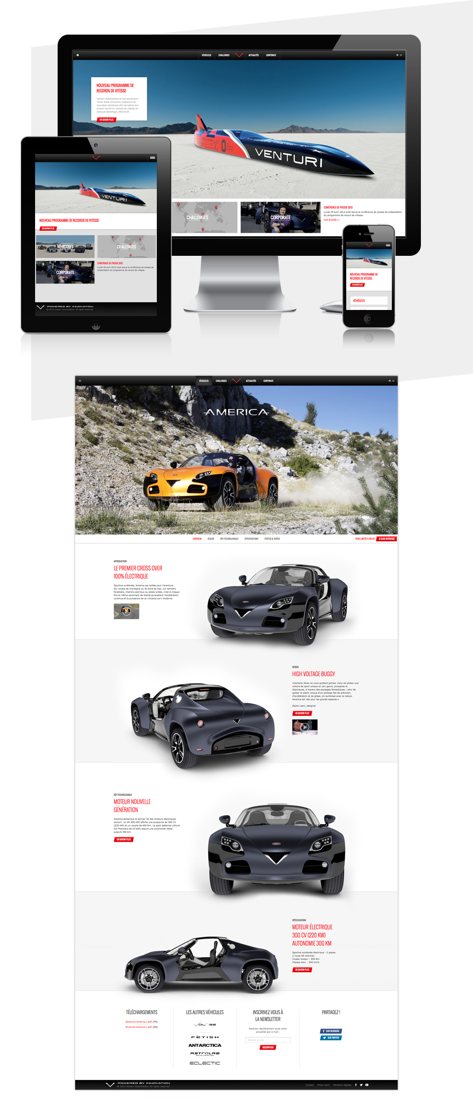 Site internet Venturi Automobiles - design et développement h2a