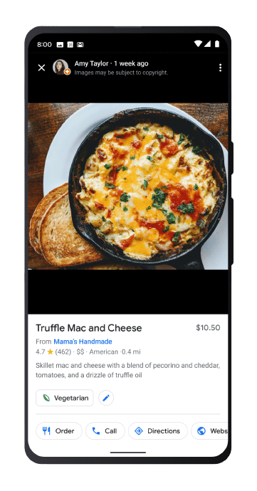 "Fiche plat « Truffle mac and cheese » avec prix et actions