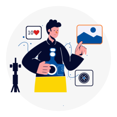 Illustration d'une personne qui sélectionne des images/photos.