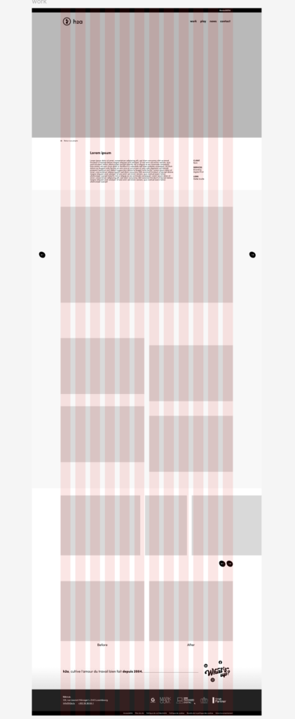 wireframe de l'Agence de communication h2a au Luxembourg réalisée par un webdesigneur