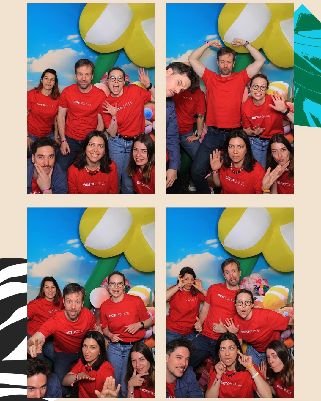 photo de groupe de l'équipe h2a avec les t-shirt "out of office"